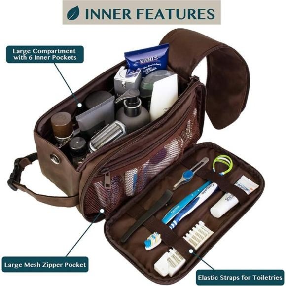 Toiletry Bag for Men, Travel Essentials Shaving Dopp Kit, Mens Travel Bag - Picture 2 of 6